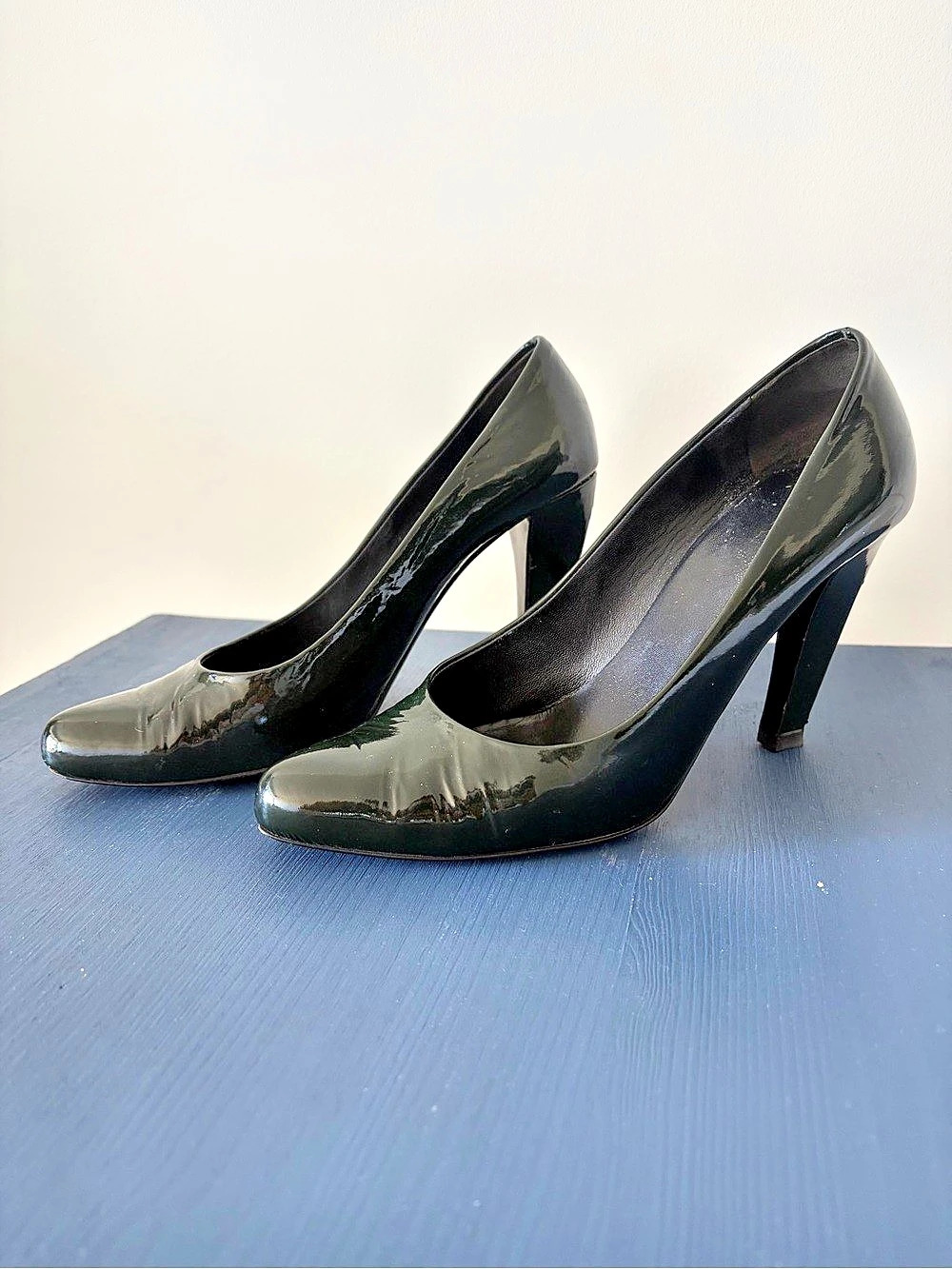 Prada Dark Green Leather Pumps
